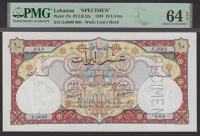 Banque de Syrie et du Liban, Lebanon, specimen 10 Livres, 1939, serial number 0.0000 000, Berard and Laferriere...
