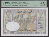 Banque de Syrie et du Liban, Lebanon, specimen 25 Livres, 1939, serial number 0.0 000, Berard and Laferriere...