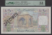 Banque de Syrie et du Liban, Lebanon, specimen 250 Livres, 1939, serial number 0.0 000, Berard and Laferriere...