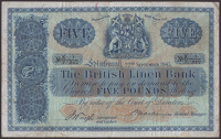 British Linen Bank, £5, 22 September 1943, serial number K/7 1/242, Mackenzie and Waugh signatures, about very...