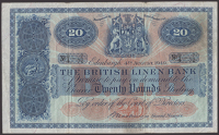 British Linen Bank, £20, 4 August 1949, serial number Q/4 7/72, Mackenzie signature, good fine and last date of...
