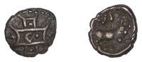 British Iron Age, ATREBATES and REGNI, Verica (c. AD 10-40), silver Minim, C-Box type, c and pellet in panel with...