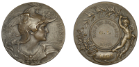 FRANCE, La République, 1899, a bronze award medal by L.-A. Bottée adapted for the École des Beaux Arts, Rouen,...