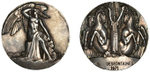 FRANCE, L’Aurore, 1942, an Art Déco plated bronze medal by É.-P. Blin, winged figure of Aurora seated to right...