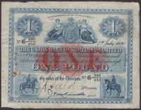 Union Bank of Scotland, £1, 7 July 1920, serial number G 946/933, printed McCrindle signature and one additional...
