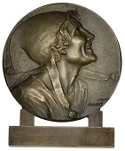 FRANCE, Folie riant [Laughing Madness], 1923, a uniface bronze medal by H. Dropsy for V. Canale, head of a jester to...