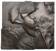 POLAND, Hero, 2001, a large uniface cast bronze plaque by Magdalena Dobrucka, male figure to left, breaking out from...