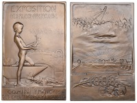 SPAIN/FRANCE, Exposition Hispano-Française, Zaragoza, 1908, a pair of uniface bronze plaques by P.-V. Dautel for...