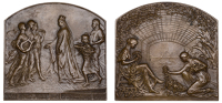 BELGIUM, Exposition Universelle et Internationale, Ghent, 1913, a bronze plaque by G. Devreese, draped female...