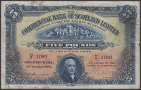 Commercial Bank of Scotland Limited, £5, 31 October 1924, serial number 14/X 17607, Thomson signature and...