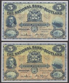National Bank of Scotland Limited, £5 (2), 3 January 1944, serial number B762-569, and 2 January 1945, serial...