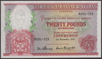 National Bank of Scotland Limited, £20, 1 November 1957, serial number A031-723, Dandie and Alexander signatures, a...
