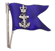 Of Naval Interest: A Royal Northern Yacht club ensign brooch, the blue enamel flag applied with diamond-set fouled...