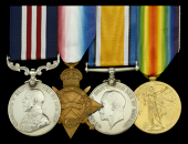 A Great War ‘Western Front’ M.M. group of four awarded to Corporal A. E. Holmes, 2nd Battalion, Devonshire...