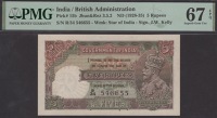 Government of India, 5 Rupees, ND (1928-1935), serial number R/34 546655, Kelly signature, in PMG holder 67 EPQ,...