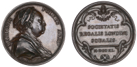 ENGLAND, Martin Folkes, 1740, a copper medal by J.-A. Dassier, bust right in cap, rev. legend and date within...