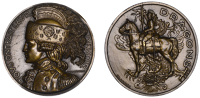 FRANCE, Les Dragons [The Dragoons], 1939, a bronze medal by R. Delamarre, bust left in ceremonial attire, rev....