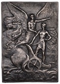 ITALY/FRANCE, 50° anniversario, Talamona, 1903, a uniface plated bronze plaque by J.-M. Delpech, allegory of heat...
