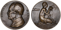 FRANCE, ÉDOUARD RIST, 1937, an Art Déco bronze medal by P-M. Dammann for Arthus-Bertrand, bust left, rev. young...