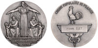 FRANCE, Chambre Syndicale des Banques Populaires de France, 1969, a silver medal by M. Delannoy, robed female...