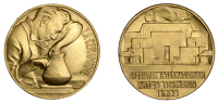 FRANCE, Exposition Internationale des Arts et Techniques, Paris, La Céramique, 1937, an Art Déco gilt-bronze medal...