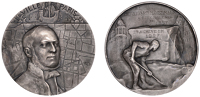 FRANCE, Inauguration du boulevard Haussmann, Paris [Opening of Boulevard Haussmann], 1927, a silver medal by P.-V....