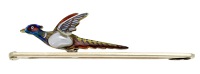 An early 20th century pheasant bar brooch, realistically modelled as a pheasant in flight, with enamel decoration...