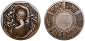 FRANCE, Femme avec fruits, c. 1930, an Art Déco bronze award medal by R. Cochet for J.-M. d’Estray, female to...