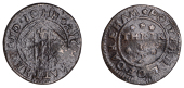 RUTLAND, Oakham, Rich Matthew and John Potterill, Halfpenny, 2.37g/6h (McClough 8; N 3868; BW. 8). Crimped, about...