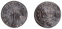 RUTLAND, Oakham, Rich Matthew and John Potterill, Halfpenny, 2.37g/6h (McClough 8; N 3868; BW. 8). Crimped, about...