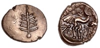 British Iron Age, DOBUNNI, Anted (c. AD 20-43), gold Stater, Anted Rig type, Dobunnic tree emblem, pellet at base,...