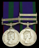 Pair: Sergeant J. Greenwood, Irish Guards

General Service 1918-62, 1 clasp, Cyprus (22587776 Cpl. J. Greenwood....