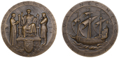 FRANCE, Université de Paris, 1895, a bronze medal by J.-C. Chaplain, female seated on throne, holding a book,...