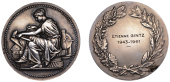 FRANCE, L’Industrie, 1886, a silver award medal by L.-F. Chabaud and H.-A.-A. Dubois, robed female seated left on...