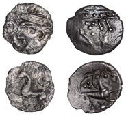 British Iron Age, ICENI, Uninscribed issues, silver Units (2), Bury Diadem type, diademed female head left, corded...