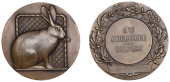 FRANCE, Lapin assis [Seated Rabbit], c. 1930, a bronze award medal by J.-A. Briquemont adapted for the Société...