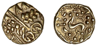 British Iron Age, CORIELTAUVI, Uninscribed issues, gold Stater, British I [North East Coast type], devolved head of...