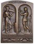FRANCE, Centenaire de Lebaudy Frères, Moisson, 1924, a uniface bronze plaque by E.-H. Becker, two cartouches in...