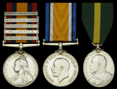 Three: Sergeant F. R. A. Towell, Devonshire Regiment

Queen’s South Africa 1899-1902, 5 clasps, Cape Colony,...
