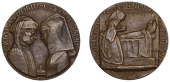 FRANCE, Les fondateurs de l’Hôtel-Dieu de Beaune [The Founders of the Hotel-Dieu in Beaune], 1920, a bronze medal...