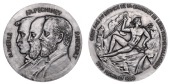 FRANCE, Centenaire de la compagnie Pechiney, 1955, an aluminium medal by P. Belmondo, jugate busts of Henri Merle,...