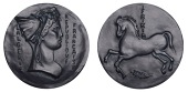 ALGERIA, Algérie de toujours [Algeria Forever], 1962, a cast bronze medal by P. Belmondo, female bust right in the...