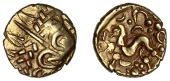 British Iron Age, CORIELTAUVI, Uninscribed issues, gold Stater, British I [North East Coast type], devolved head of...