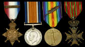 Four: Sergeant G. Prowse, Devonshire Regiment

1914 Star, with clasp (6760 Pte. G. Prowse. 1/Devon: R.); British...
