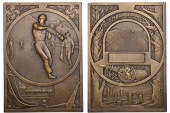 FRANCE, Pelote Basque [Basque Pelota], 1937, an Art Nouveau bronze award plaque by R.-A.-A.-J. Baudichon, pelota...