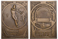 FRANCE, Pelote Basque [Basque Pelota], 1937, an Art Nouveau bronze award plaque by R.-A.-A.-J. Baudichon, pelota...