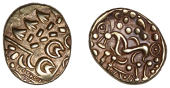 British Iron Age, CORIELTAUVI, Uninscribed issues, gold Stater, British I [North East Coast Left type], devolved...