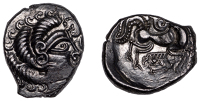 Continental Iron Age, ARMORICA, Coriosolites, billon Stater, class II, Ogmios and V-Boar type, head of Armorican...