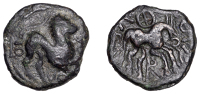 Continental Iron Age, NERVII, Vercio, bronze Unit, lion standing right, ve[rc]io around, rev. horse standing right,...