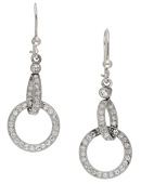 A pair of early 20th century diamond ear pendants, of double hoop design, set throughout with single-cut diamonds,...